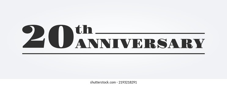 20 years, 20th anniversary logo or icon. Birthday, jubilee, celebration, invitation badge, label or banner design. Vector illustration.