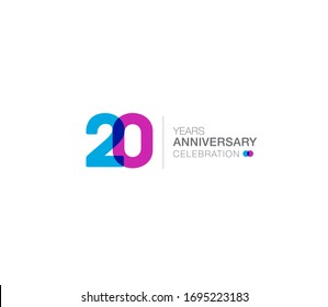 20 years anniversary or birthday celebration design template Vector.