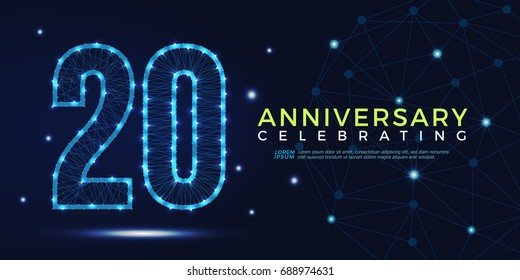 20 Years Anniversary Celebrating Numbers Vector Abstract Polygonal Silhouette. 20th Anniversary Concept. Technology Numbers Vector Illustration