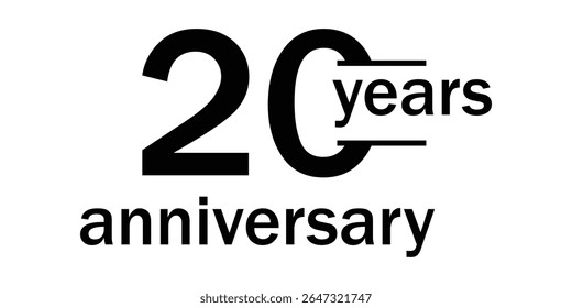 20 Years Anniversary Celebration Badge – Elegant Vector Icon and Logo Design Template