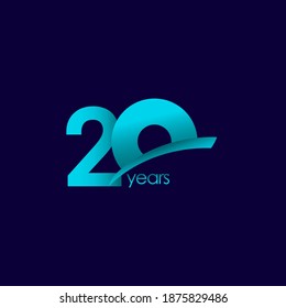 20 Years Anniversary Celebration Blue Shape Vector Template Design Illustration