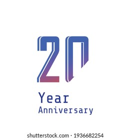 20 Years Anniversary Celebration Blue Color Vector Template Design Illustration