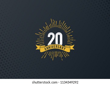 20 years anniversary celebration design with fireworks background