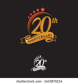 20 years anniversary celebration design with thin number shape golden color for special celebration event