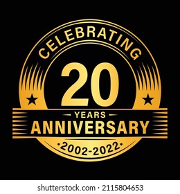 20 years anniversary celebration design template. 20th logo vector illustrations.
