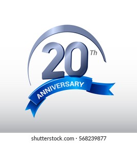 Anniversary Ring Logo Blue Ribbon 20 Stock Vector (Royalty Free ...