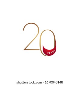 20 Years Anniversary Celebration Elegant Number Vector Template Design Illustration