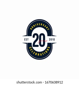 20 Years Anniversary Celebration Est 2010 Vector Template Design Illustration