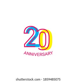 20 Years Anniversary Celebration Fun Line Vector Template Design Illustration