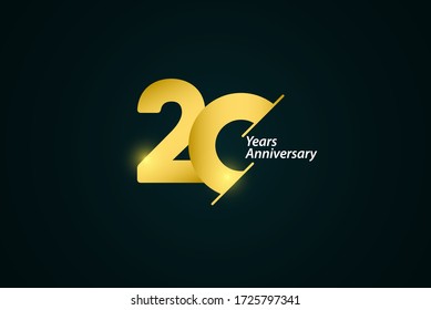 20 Years Anniversary Celebration Gold Logo Vector Template Design Illustration