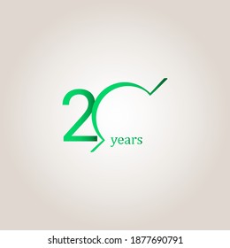 20 Years Anniversary Celebration Green Line Vector Template Design Illustration