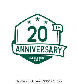 20 years anniversary celebration hexagon design template. 20th anniversary logo. Vector and illustration.