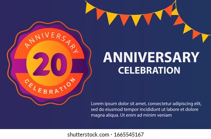 20 years anniversary celebration logo vector template design illustration