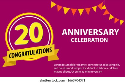 20 years anniversary celebration logo vector template design illustration