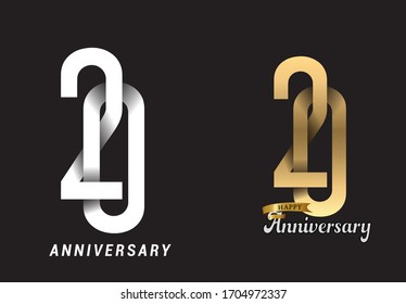 20 years anniversary celebration logo design. Anniversary logo Paper cut letter and elegance golden color isolated on black background, vector design for celebration, invitation card, and greeting