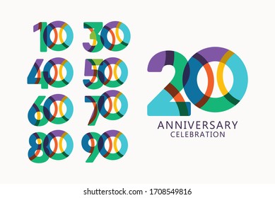 20 Years Anniversary Celebration Logo Vector Template Design Illustration