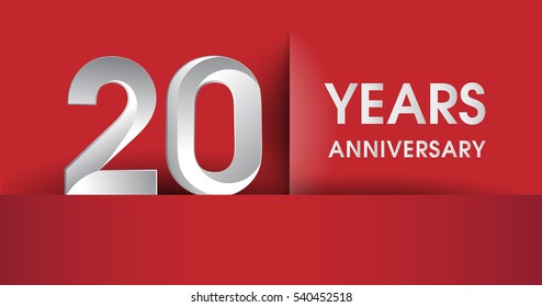 20 Years Anniversary celebration logo, flat design isolated on red background, vector elements for banner, invitation card and birthday party.