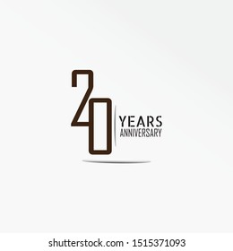 20 years anniversary celebration logotype with elegant dark brown color backround white for celebration