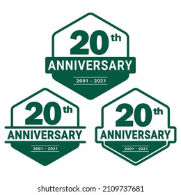 20 years anniversary celebration logotype. 20th anniversary logo collection. Set of anniversary design template. Vector and illustration.