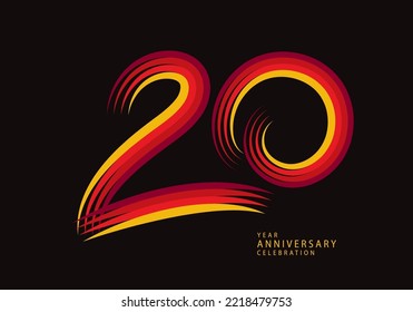 20 años de celebración logotipo vector línea roja, logo de 20 cumpleaños, diseño de 20 números, plantilla de pancarta, elementos de número de logo para tarjeta de invitación, afiche, camiseta.