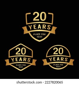 20 years anniversary celebration logotype. 20th anniversary logo collection. Set of anniversary design template. Vector illustration.	