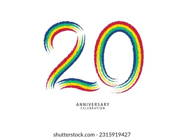 20 years anniversary celebration logotype colorful line vector, 20th birthday logo, 20 number design, anniversary template, anniversary vector design elements for invitation card, poster, flyer.