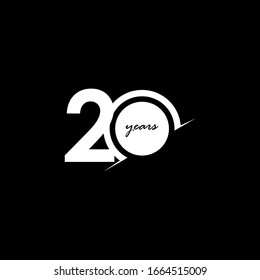 20 Years Anniversary Celebration Number White and Black Vector Template Design Illustration