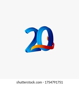 20 Years Anniversary Celebration Number Blue Vector Template Design Illustration