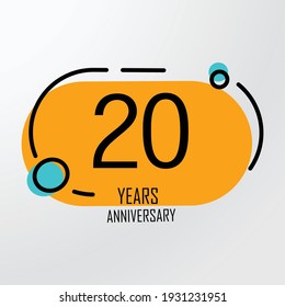 20 Years Anniversary Celebration Orange Color Vector Template Design Illustration