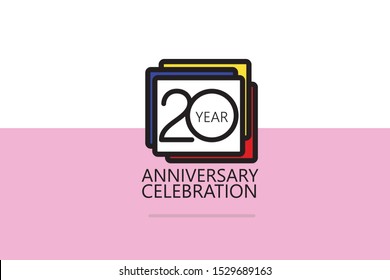 20 years anniversary celebration Pixel Design 4  Colors. logotype. anniversary logo isolated on White background, vector Horizontal number design for celebration, invitation, greeting card - vector
