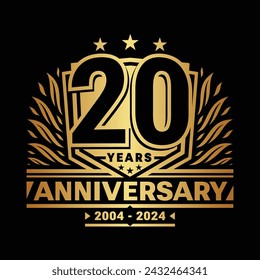 20 years anniversary celebration shield design template. 20th anniversary logo. Vector and illustration.