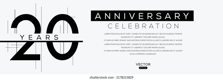 20 years anniversary celebration template, Vector illustration.