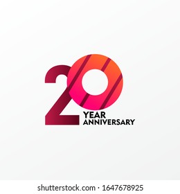 Ilustración de diseño de plantillas vectoriales de celebración de 20 años