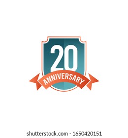 Ilustración de diseño de plantillas vectoriales de celebración de 20 años