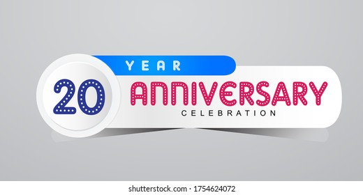 Ilustración de diseño de plantillas vectoriales de celebración de 20 años