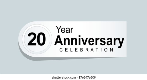 Ilustración de diseño de plantillas vectoriales de celebración de 20 años