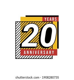 Ilustración de diseño de plantillas vectoriales de celebración de 20 años