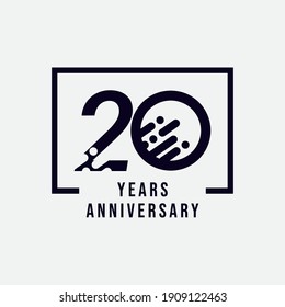 Ilustración de diseño de plantillas vectoriales de celebración de 20 años