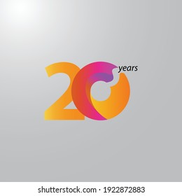Ilustración de diseño de plantillas vectoriales de celebración de 20 años