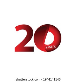 Ilustración de diseño de plantillas vectoriales de celebración de 20 años