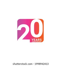 Ilustración de diseño de plantillas vectoriales de celebración de 20 años