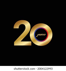 Ilustración de diseño de plantillas vectoriales de celebración de 20 años