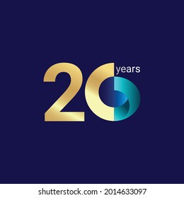 Ilustración de diseño de plantillas vectoriales de celebración de 20 años
