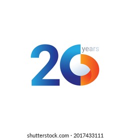 Ilustración de diseño de plantillas vectoriales de celebración de 20 años