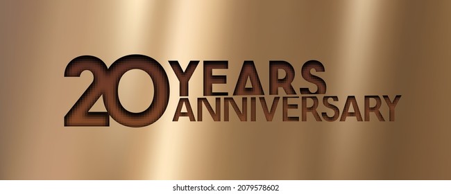 20 years anniversary celebration vector icon, logo. Template design element with gold color number for 20th anniversary card