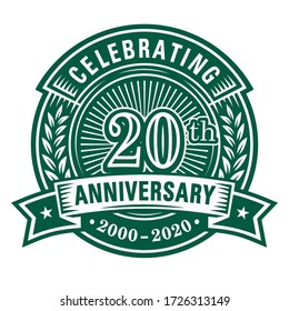 20 years anniversary celebrations design template. 20th logo. Vector and illustrations.