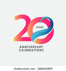 20 Years Anniversary Celebrations Gradient Vector Template Design Illustration