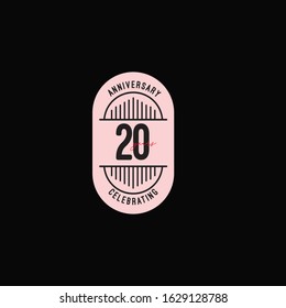 20 Years Anniversary Celebrations Retro Style Vector Template Design Illustration