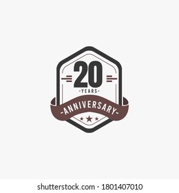 Ilustración de diseño de plantillas vectoriales de celebraciones de 20 años de aniversario