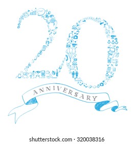 20 years anniversary create from icons vector.